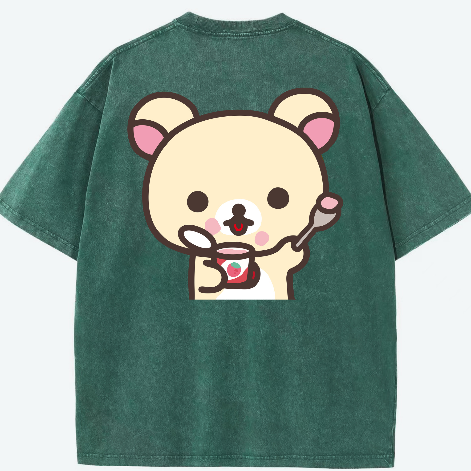 （画像用） リラックマ リラックマ キイロイトリ Rilakkuma Korilakkuma Kiiroitori 綿100% ヴィンテージ風 半袖Tシャツ（背面プリント）